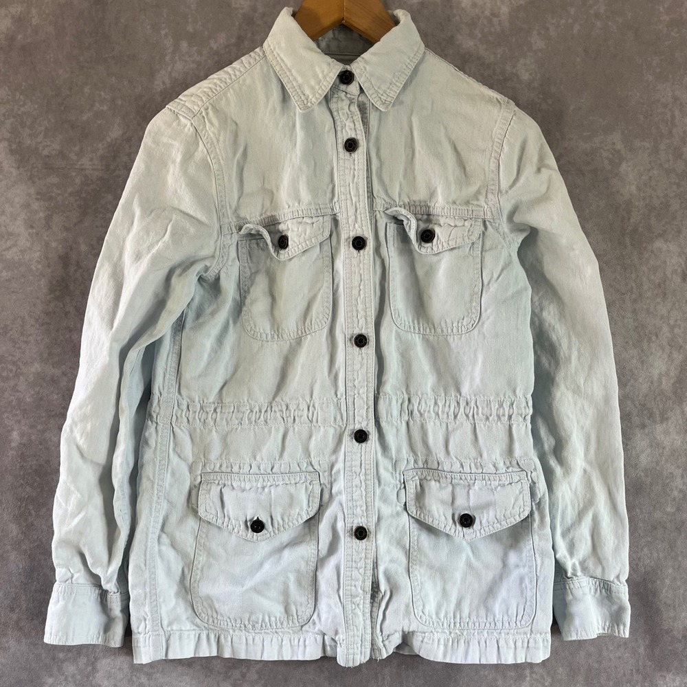 Lauren Jeans Co Ralph Lauren Jacket Womens XS Blue Linen Blend Utility Field